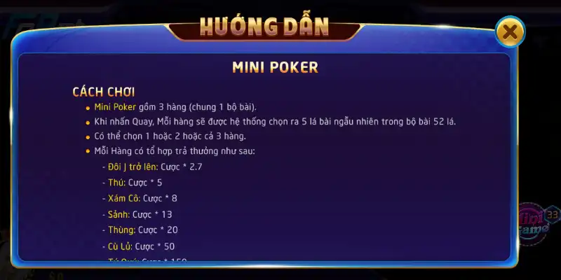 Khái quát Mini Poker tại nhà cái Shbet